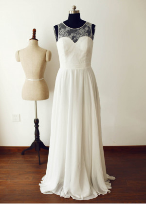 Ivory Lace Chiffon Wedding Dress